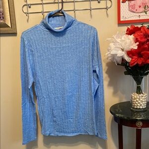 NWOT Zenana Outfitters Sky Blue Knit Turtleneck Top Very Soft Size Large